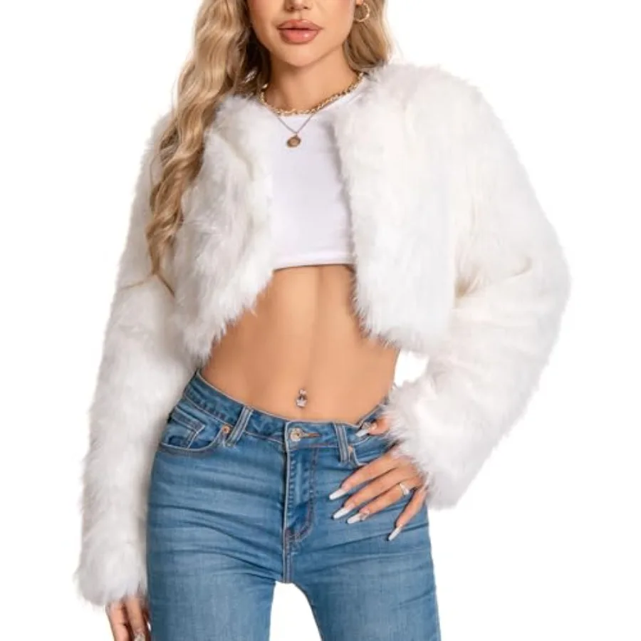 

Fur Coats For WomenPlus Size Cropped Faux Fuzzy Jacket Fluffy Fall Coat