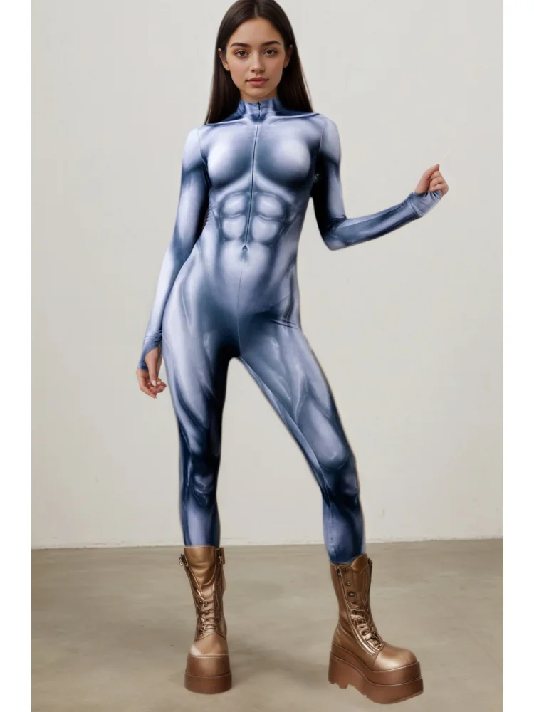 Realistischer Muskel-Bodysuit für Männer und Frauen, dehnbarer Kostüm für Paare, Halloween-Cosplay, Party-Auftritt, Aerial-Yoga-Anzug – Detail 6