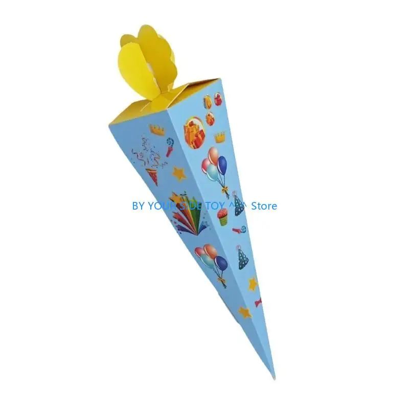 

School Cones Birthday Celebration Craft Paper Gift Box Candy Packing Treat Boxes U6XE