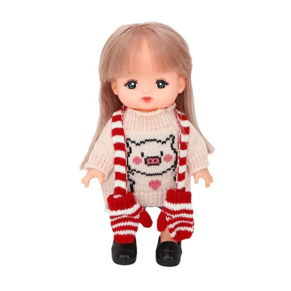 

Cute Neck Scarf 1:12 Doll Clothes Pretend Play Simulation Doll Scarf with Gloves Soft Mini Dolls Hat Xmas