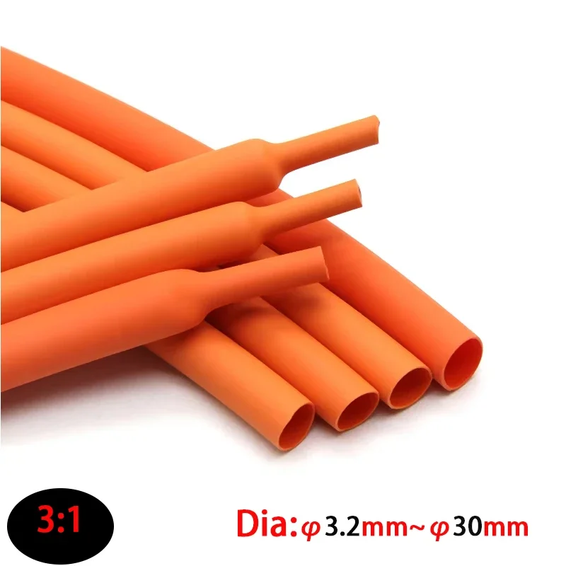 1-10 متر 3:1 برتقالي مقاوم للماء أنبوب الانكماش الحراري 3.2 مللي متر ~ 30 مللي متر سلك التغطيه المعزول جدار مزدوج كم قابل للانكماش الحراري مع الغراء