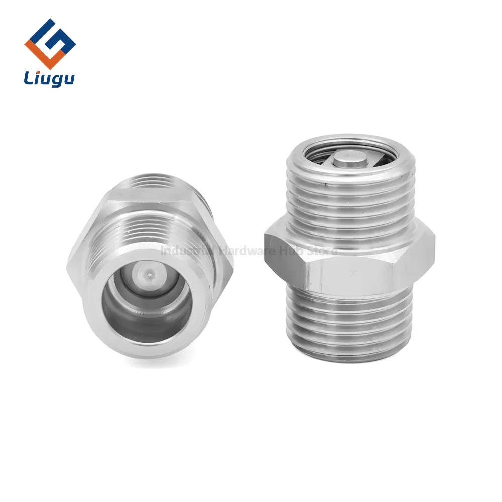 

304 Stainless Steel Hex Straight One-Way Check Valve, Double Male Thread Non-Return Valve, 1/4"1/2"3/4" for Water Air Oil Steam