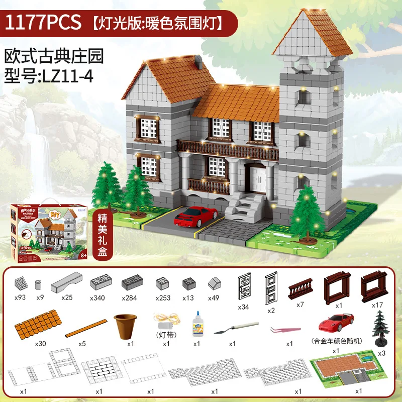 

Simulated Bricks DIY House Building Set, Educational Fun Toy for Developing Hands on Skills
