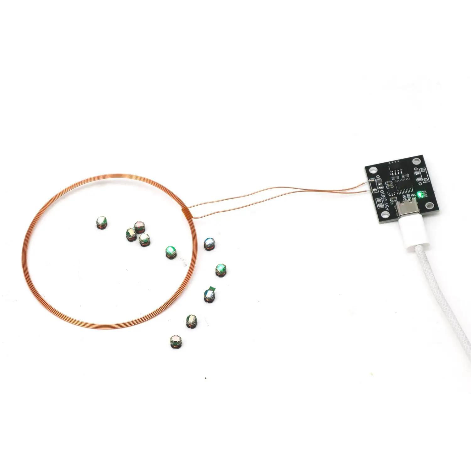 DYKB 70mm Wireless Power Supply Transmitter Coil Single/dual Wireless Receiver LED Light Induction Lamp Model Toys Robots Gundam