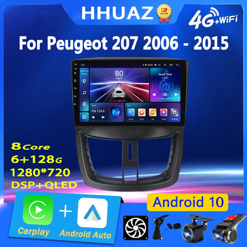 

Автомагнитола на Android, мультимедийный плеер для Peugeot 207 CC 207CC 2006-2015, 2 Din, Carplay, автомобильное стерео, GPS, DVD, головное устройство