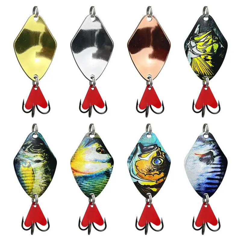 

5pcs 22g Metal Spinner Spoon Fishing Lure Hard Baits Colorful With Treble Hooks Sequins Noise Pike carp bass Fishing Tackle