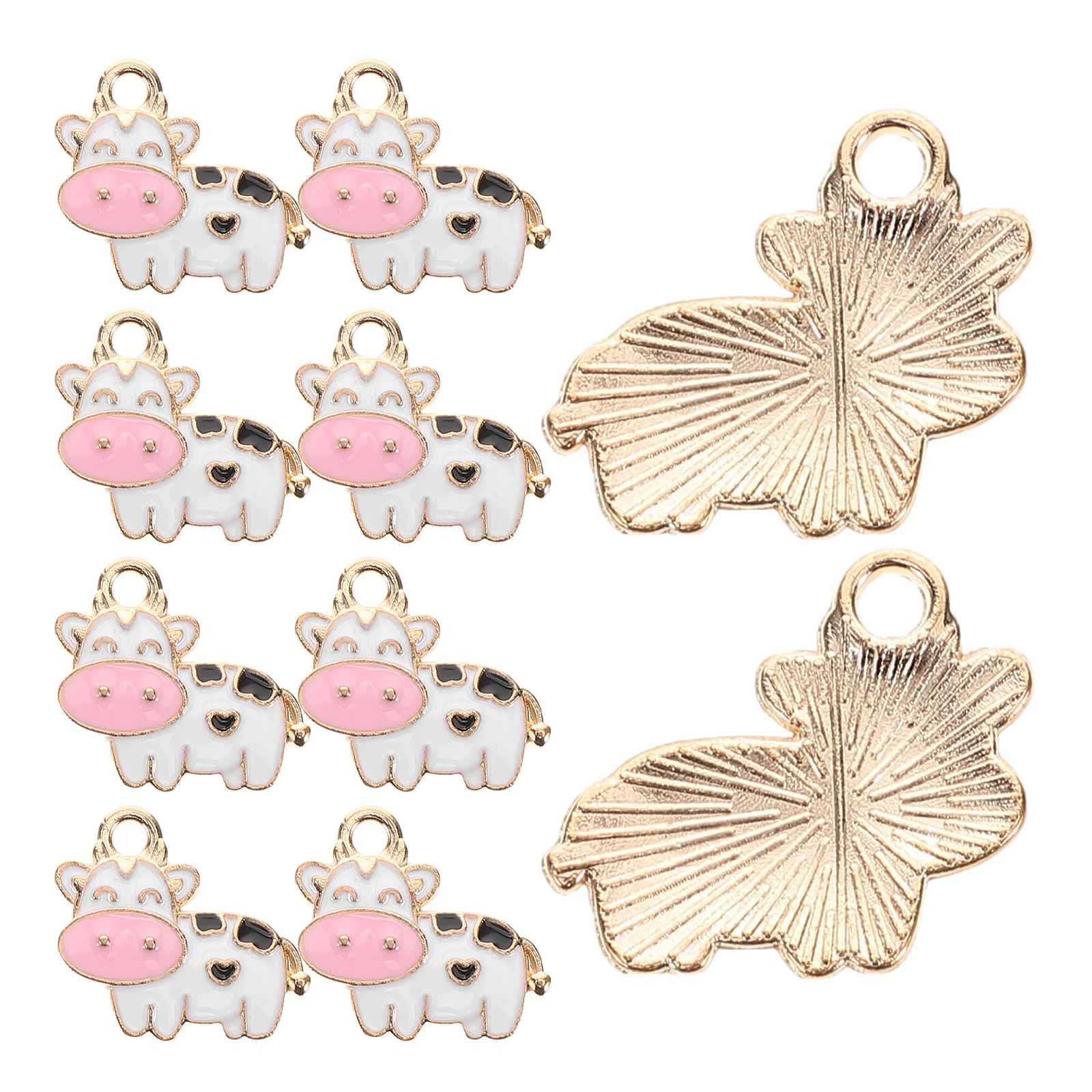 10 Pcs Color Block Cow Pendant Alloy Animal Jewelry Charm Accessories Women Tiny Cow Craft Resistant Fade Smooth