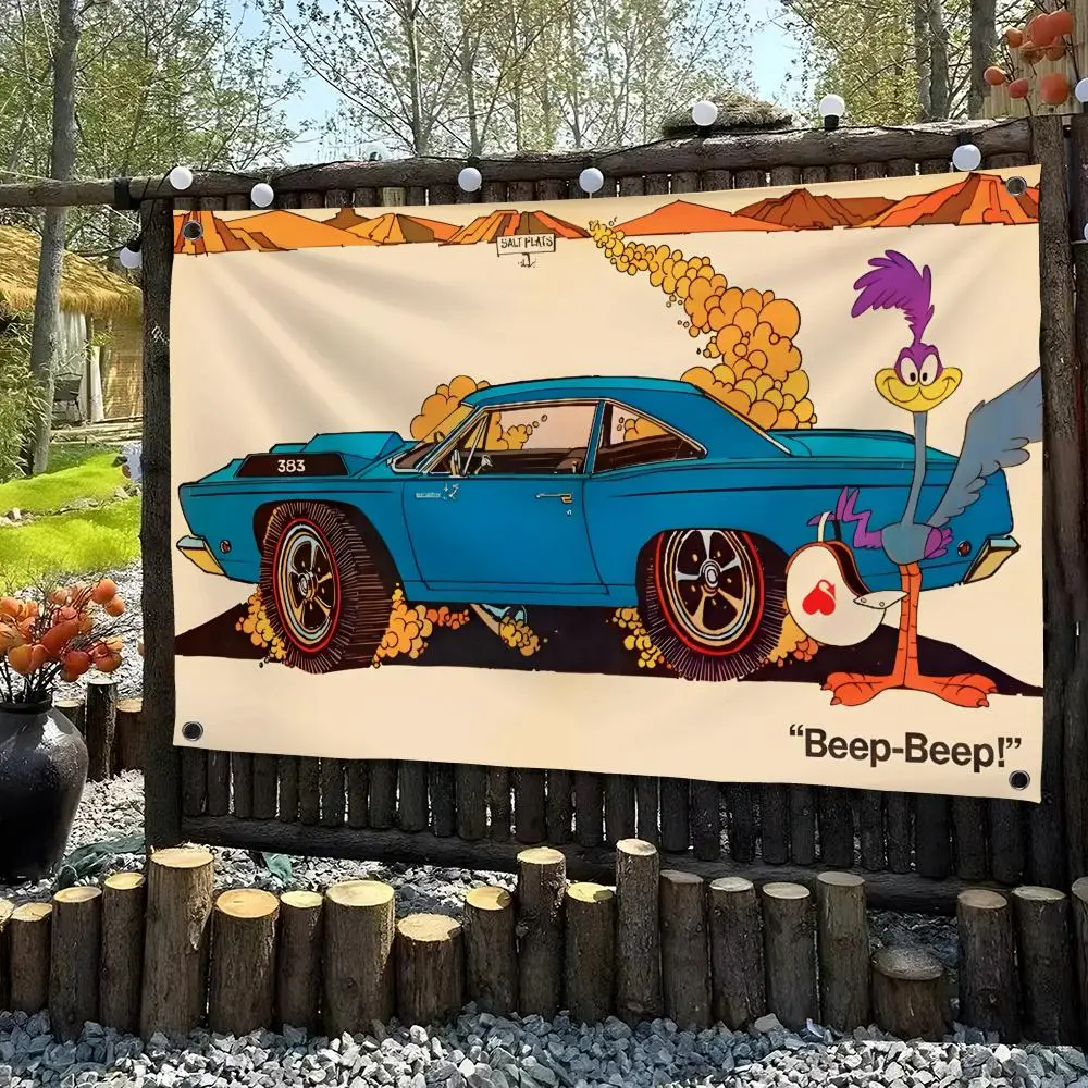 Road P-Plymouth R-Runner Yard Idea Flags Custom Wall Hanging Background Art Banner for Bedroom Home Living Room Outdoor Decor view 2