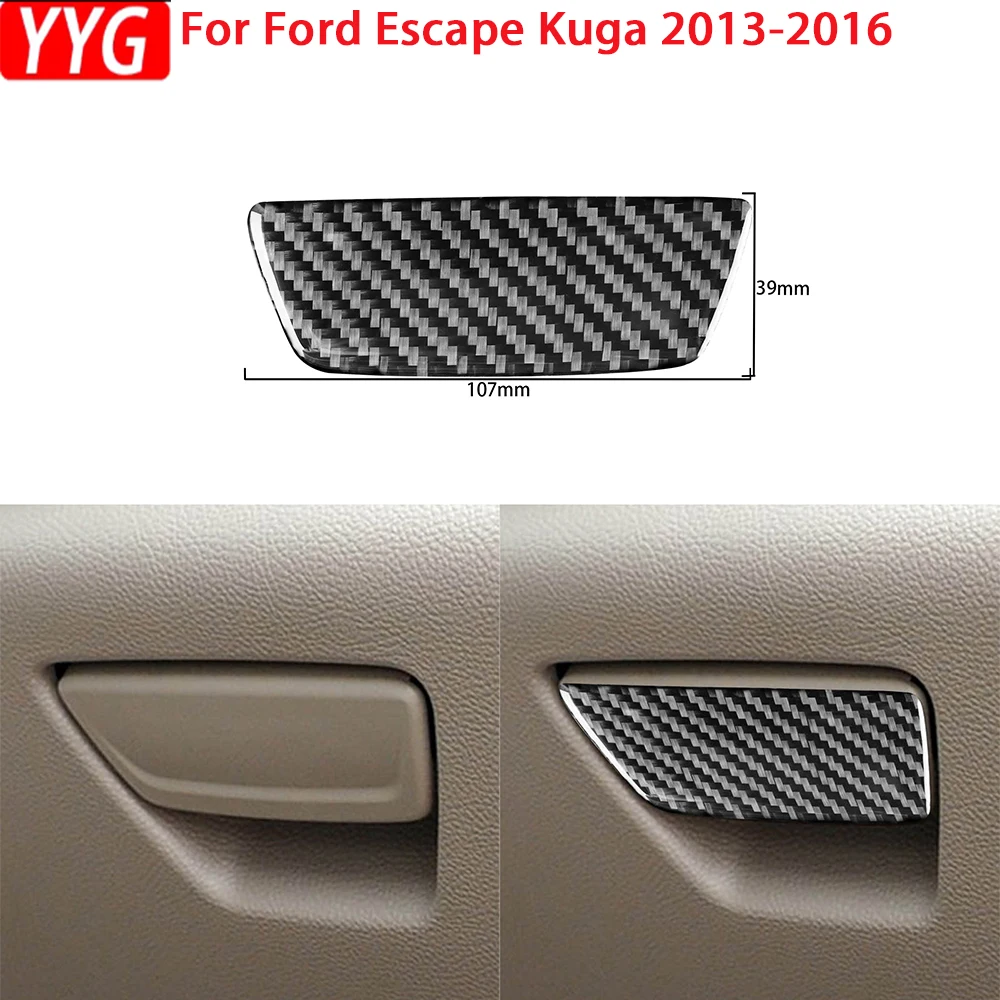 

For Ford Escape Kuga 2013-2016 Carbon Fiber Co-pilot Storage Glove Box Trim Decoration Cover Sticker Car Styling Accessories