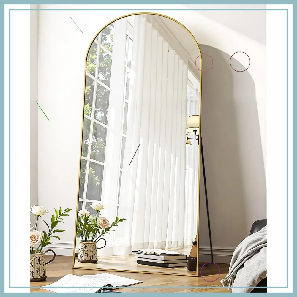 

58x21 Inch Full Length Floor Mirror, Gold Arched Freestanding Wall Mounted Body Mirror for Bedroom Living Room