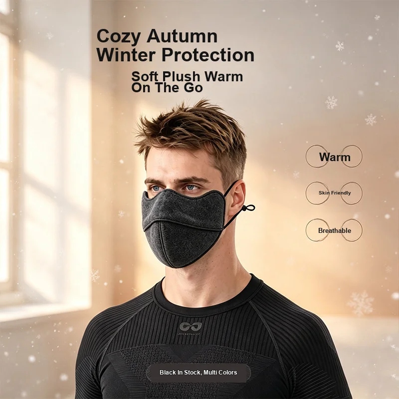 Warm Double-layer Face Mask Fashion Half Cover Design for Autumn Winter Outdoor Sports Cycling Unisex