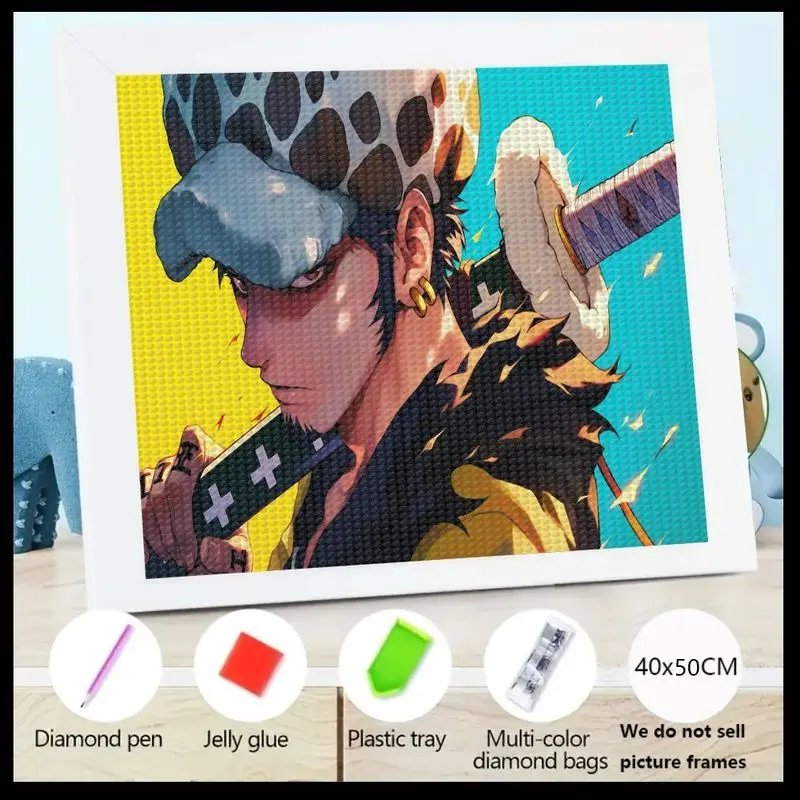 

1 шт. 5D DIY полный дрель комплект алмазной живописи, потрясающий цельный Трафальгар Ло аниме Манга портрет персонажа, яркие горный хрусталь