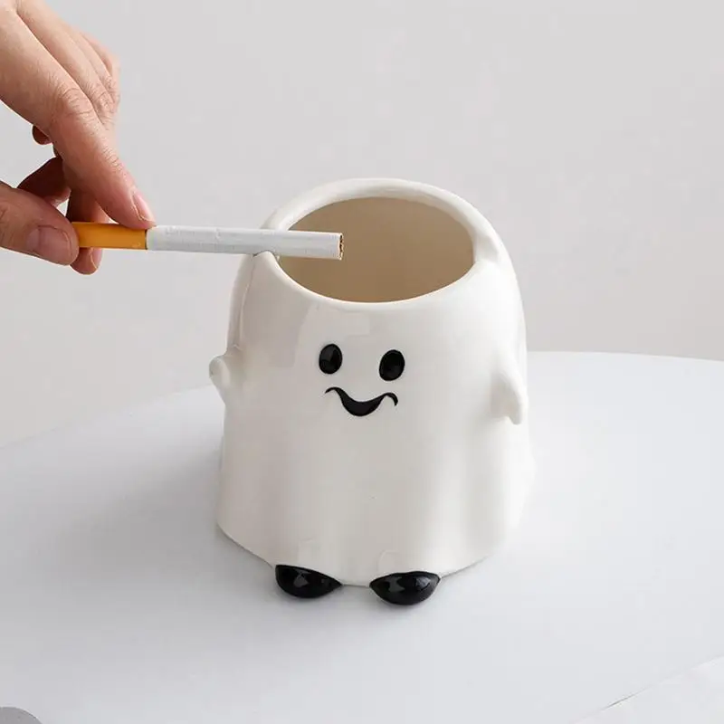 

Ceramic Ashtray Ghost Shape Creative Ashtrays Windproof Novelty Ash Tray For Patios Home Halloween Desktop Decoration gifts