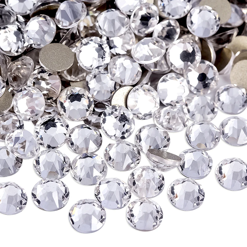 BOBOHOO 2088 Nicht-Heißfix Schwarze und Weiße Glasrhinestones Kristall Flachboden 8 Große 8 Kleine 16-Schliff Strass für Nägel, Kleidung, Schuhe, Taschen – Detail 3