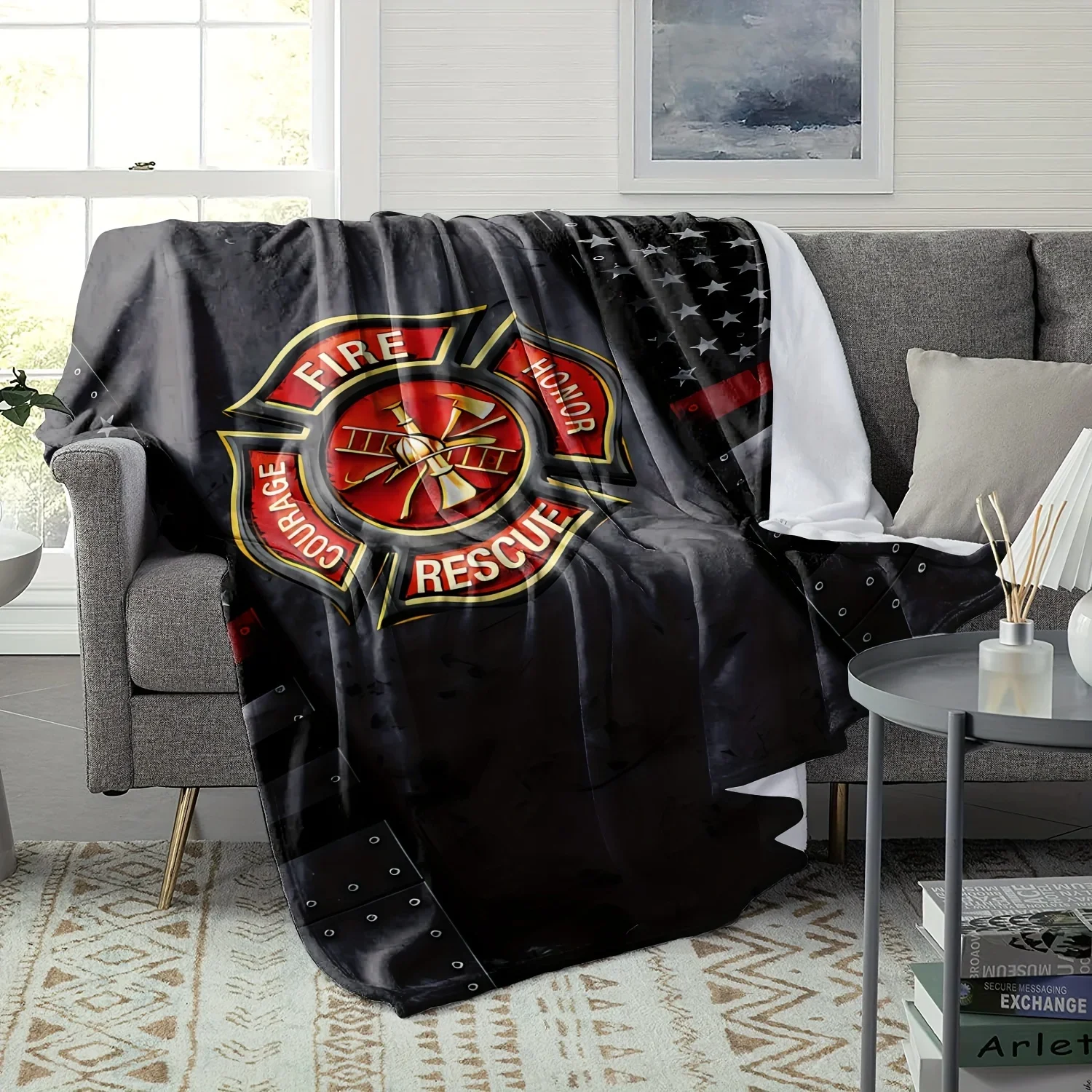 Firefighter Appreciation Soft Cozy Flannel Throw - All-Season, Machine Washable - For Outdoor, Camping, Sofa, Bed, Office Nap