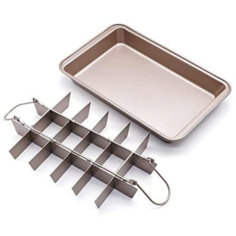 

AT35 Non Stick Cake Baking Pans With Dividers 18 Pre-Slice Tray Bakeware