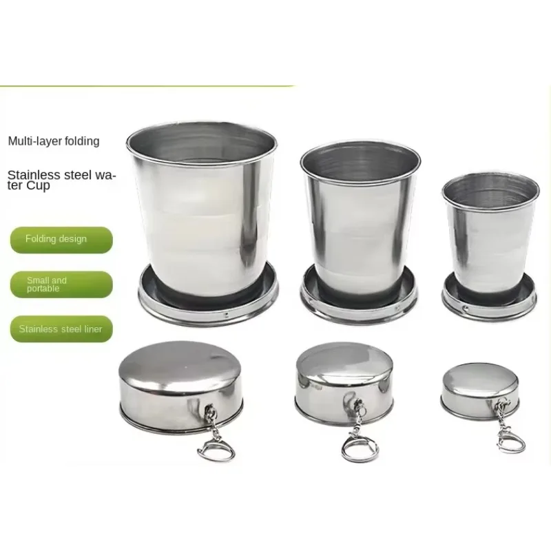 Outdoor Lightweight Stainless Steel Folding Retractable Travel Camping Cup-Portable Small Wine & Water Cup