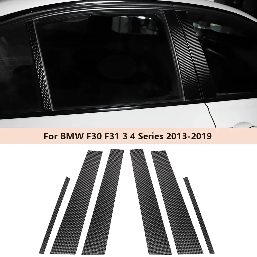 

Car Polished Pillar Posts For BMW F30 F31 3 4 Series 2013-2019 Window Trim Cover Carbon Fiber BC Column Sticker Car Accessories
