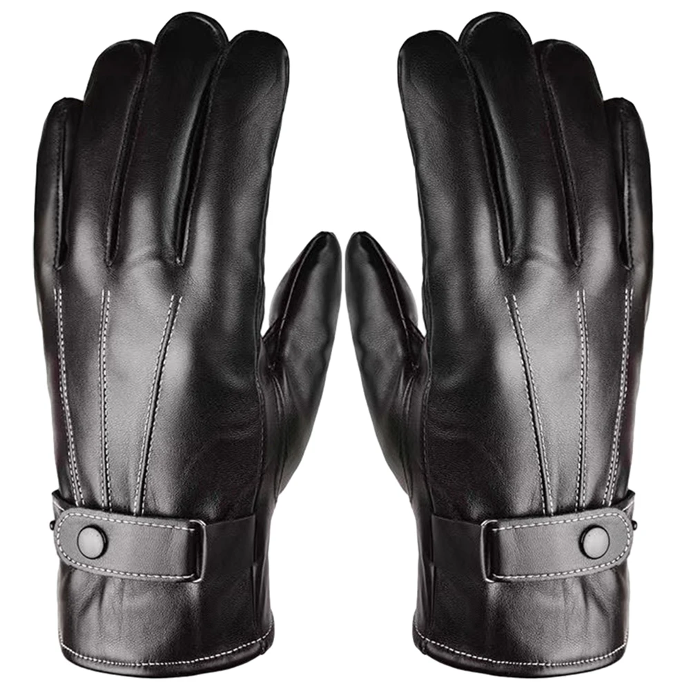 Guanti touch screen da uomo Guanti da equitazione con protezione in pelle PU Chiusura con bottone regolabile per campeggio Arrampicata Escursionismo Sport all'aria aperta