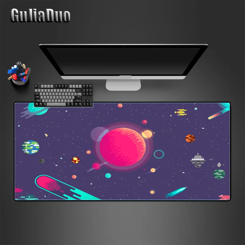 Starry Sky Art Mouse Pad Game ukuran besar 90x40 komputer tikar bermain untuk kantor Hoom tahan air antiselip minimalis Mousepad karpet