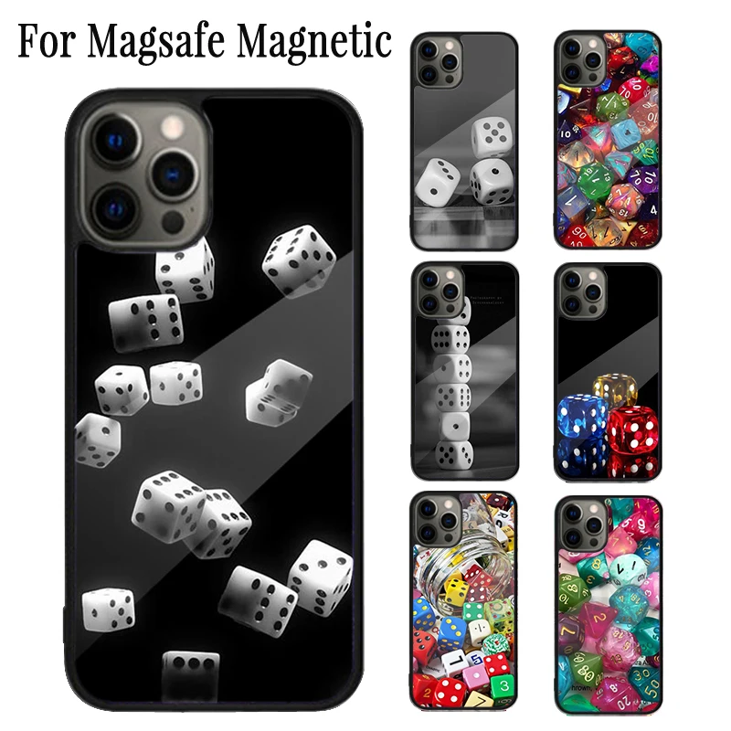 Lucky Dice Magnetic Phone Case Coque For iPhone 16 15 14 Plus 13 12 Mini 11 Pro Max Magsafe Wireless Charging Cover