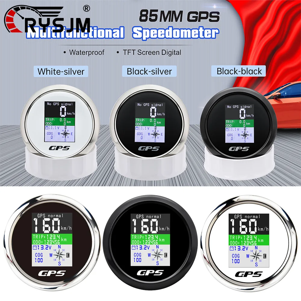 

Digital 12V24V 85mm TFT Screen GPS Speedometer KMH Speed Compass Voltage Odometer Gauge With GPS Antenna for Boat Car Motorcycle