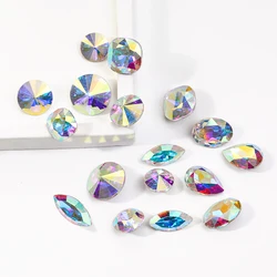 Rhinestones Glass Crystal AB Beads Stones for Jewelry Round Drop Glass Beeds for Clothing and Wedding Dress Decoration DIY Craft