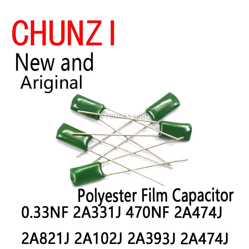 150pcs 15Values Assortment Box 0.33NF 2A331J 470NF 2A474J 2A821J 2A102J 2A393J 2A474J Polyester Film Capacitor Kit
