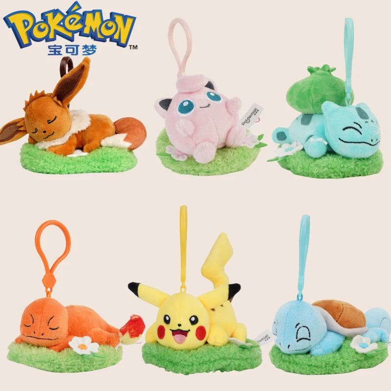 พวงกุญแจรูปสัตว์ Pikachu eevee Bulbasaur Charmander Jigglypuff Squirtle น่ารักจี้ของเล่นตุ๊กตาพวงกุญแจ kado ulang tahun