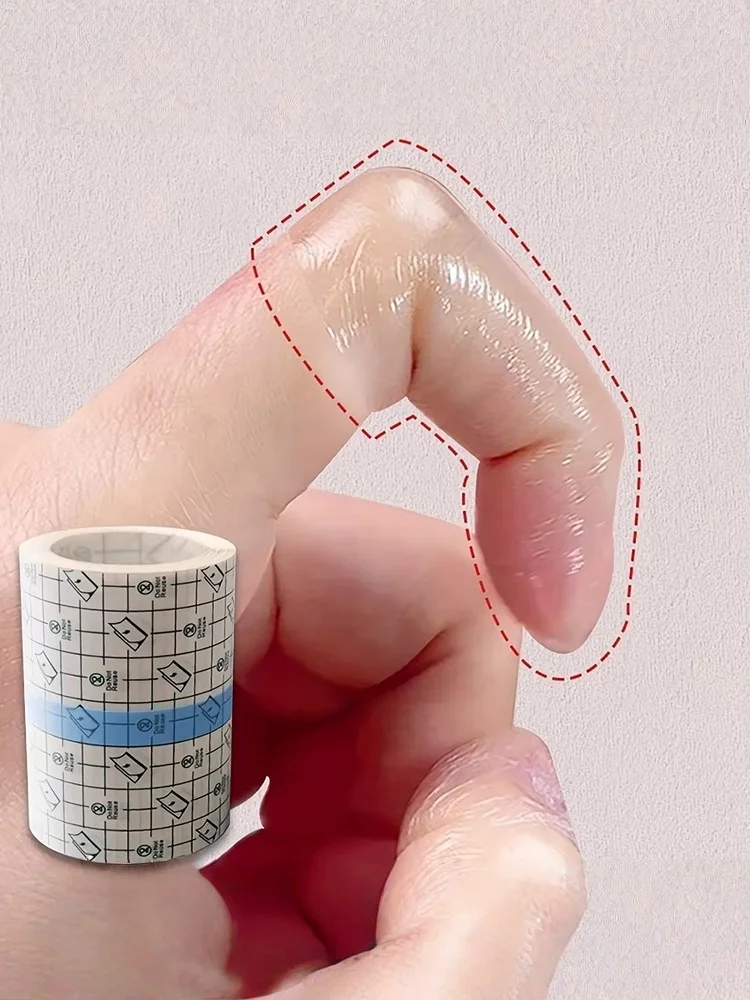 1 Roll Transparent Self-adhesive Tape Pu Material Bandage Portable Finger Protector Anti-friction Sticker For Bathing Daily Use