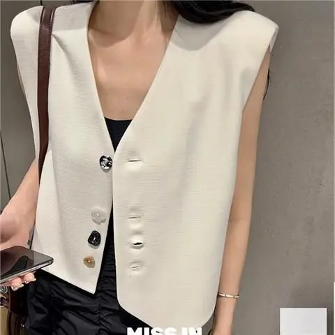 New floral button irregular and versatile vest  winter jacket women  bomber jacket women  jacket women