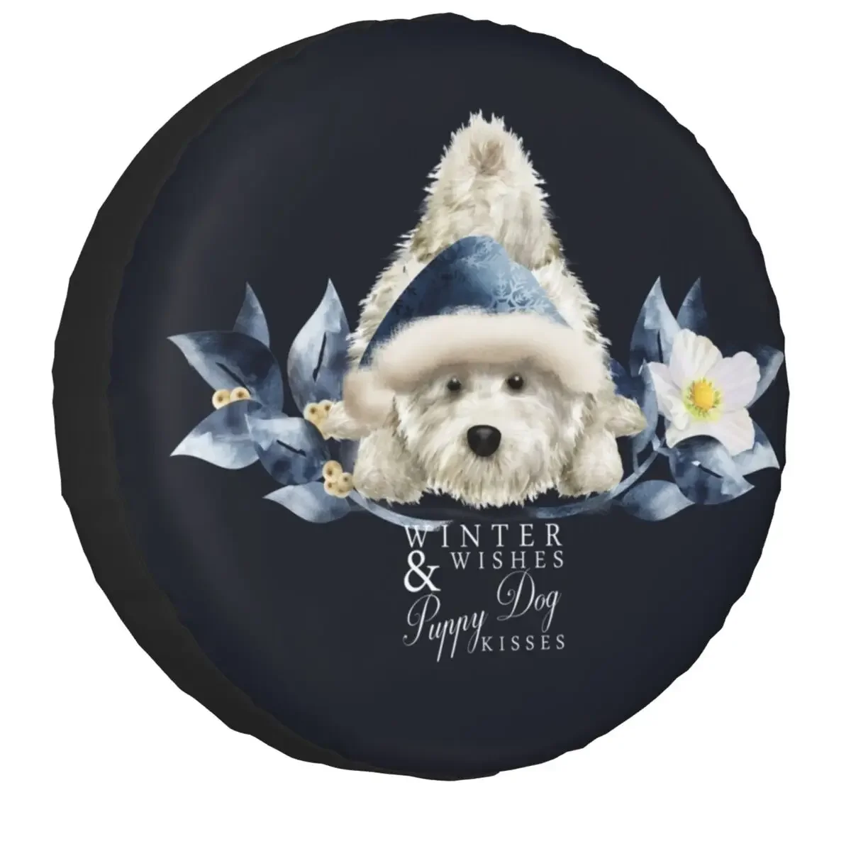 

Christmas Westie Spare Tire Cover Case West Highland White Terrier Dog Wheel Covers for Jeep Hummer 14" 15" 16" 17" Inch