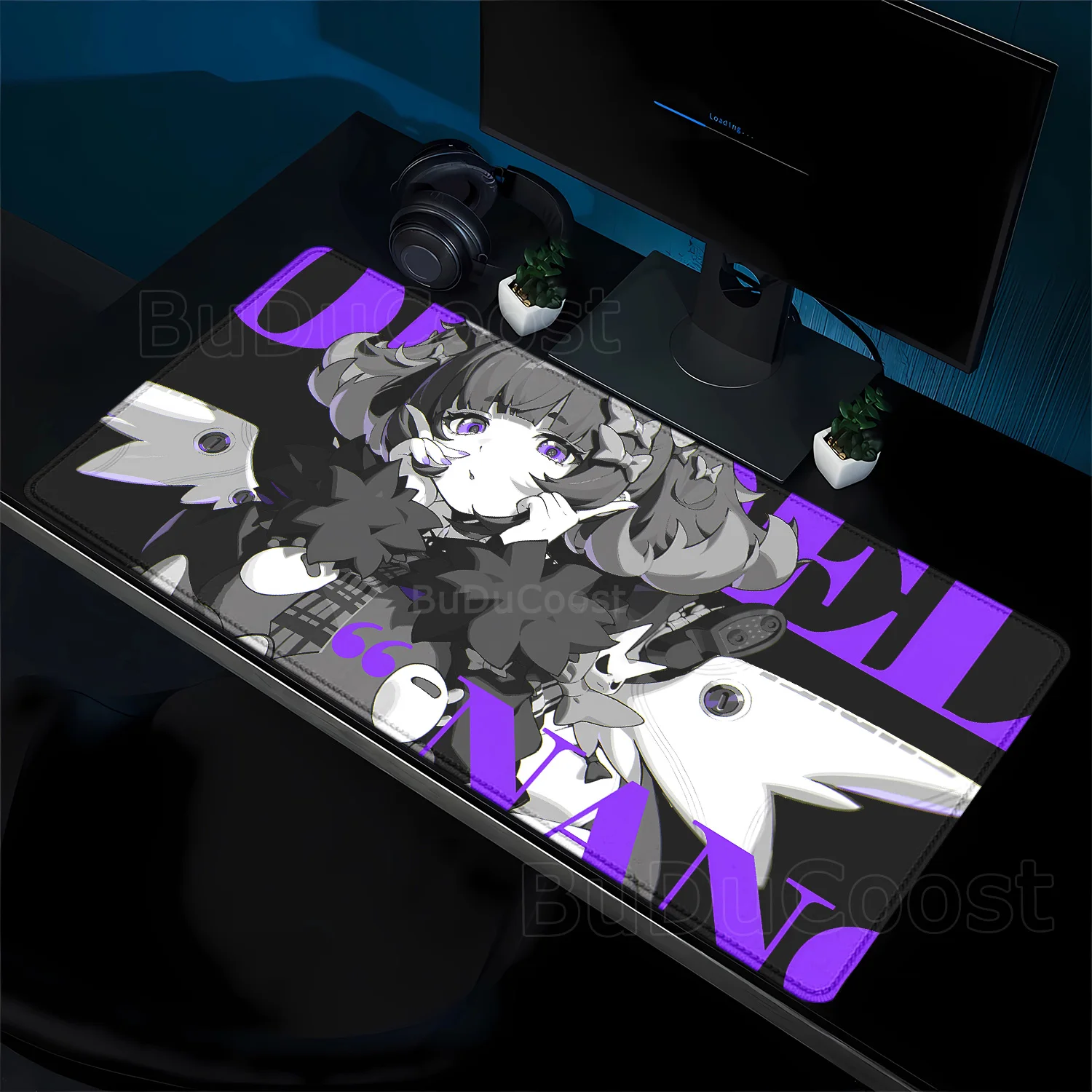 black and white Zenless Zone Zero ZZZ Mousepad Nangong Yu El