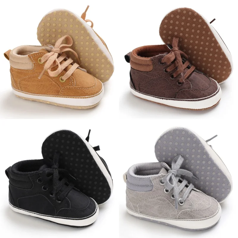 Spring and Autumn Baby Casual Shoes High Top Canvas Bottom Baby Shoes Lightweight Sports Non slip Shoes Breathable