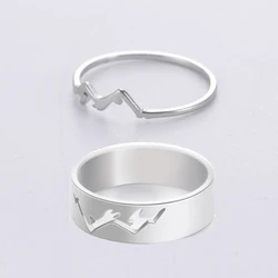 Unift Elegant Snowy Mountain Ring for Women Men Stainless Steel Minimalist Couple Ring Fashion Engagement Wedding Jewelry Gift