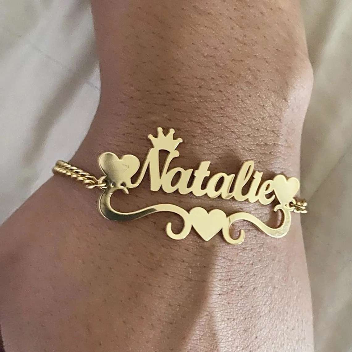 Luxury Gold Heart Bracelet Custom Heart Charm Bracelet Personalized Name Bracelet Stainless Steel Ankle Jewelry Couple Gifts