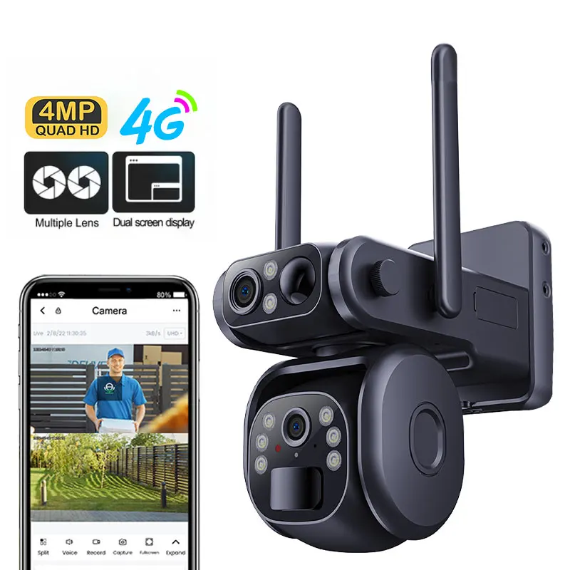 

Ubox APP 4MP Dual Lens Solar Power WIFI / 4G IP Dome Camera Full Color AI Humanoid Detection Home Security CCTV Baby Monitor