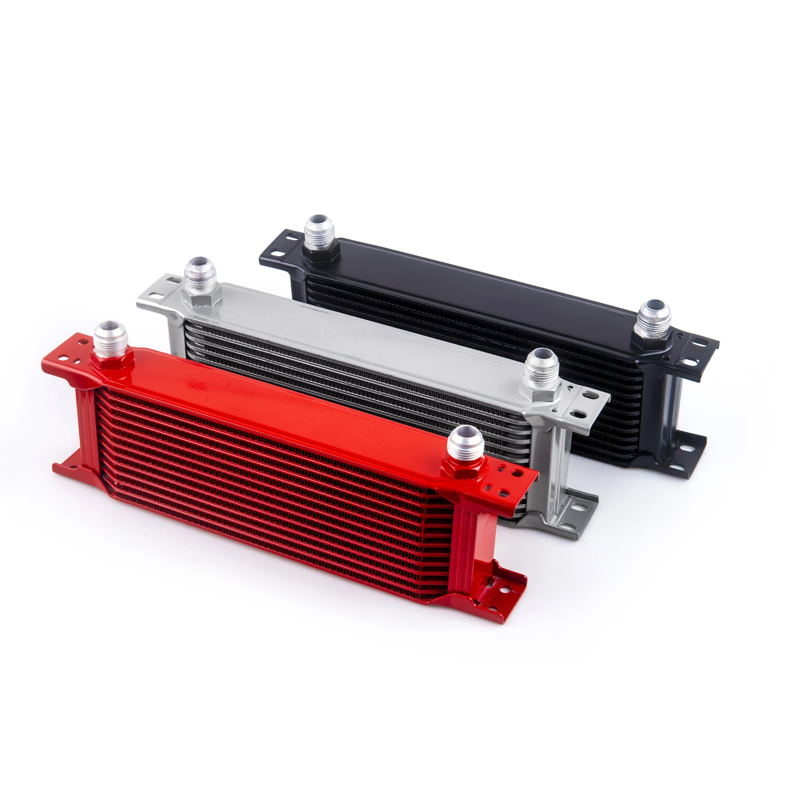 13 Rows Oil Cooler Oil Filter Adapter AN10 Transmission Oil Cooler Red/Silver/Black