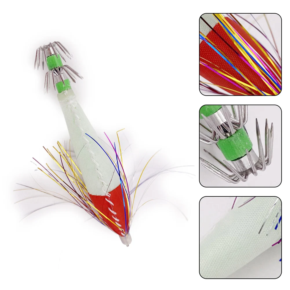 

6g/8cm Fishing Bait Luminous-Wooden Shrimp Squid Hook Fake Bait Fish Hook Fishing Bait-Luminous Lure For Attracting Fishing