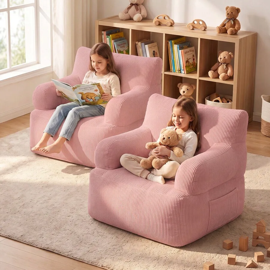 Kids Bean Bag Chair, Stuffed Bean Bag Sofa, Standard | Bean Bag Chair For Boys And Girls, Lazy Sofa With Pocket Floor Chair For