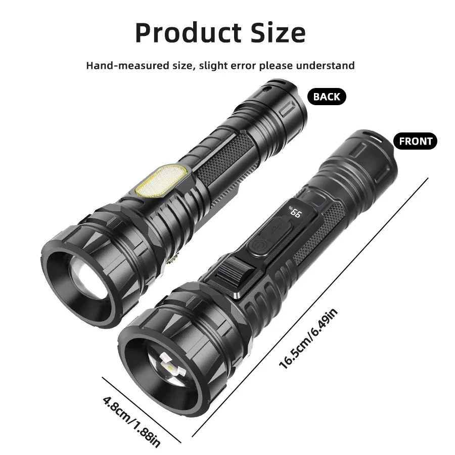 Powerful Led Flashlight Super Bright Tactical Torch Light Emergency Spotlights Telescopic Zoom Lantern Built-in 18650 Battery