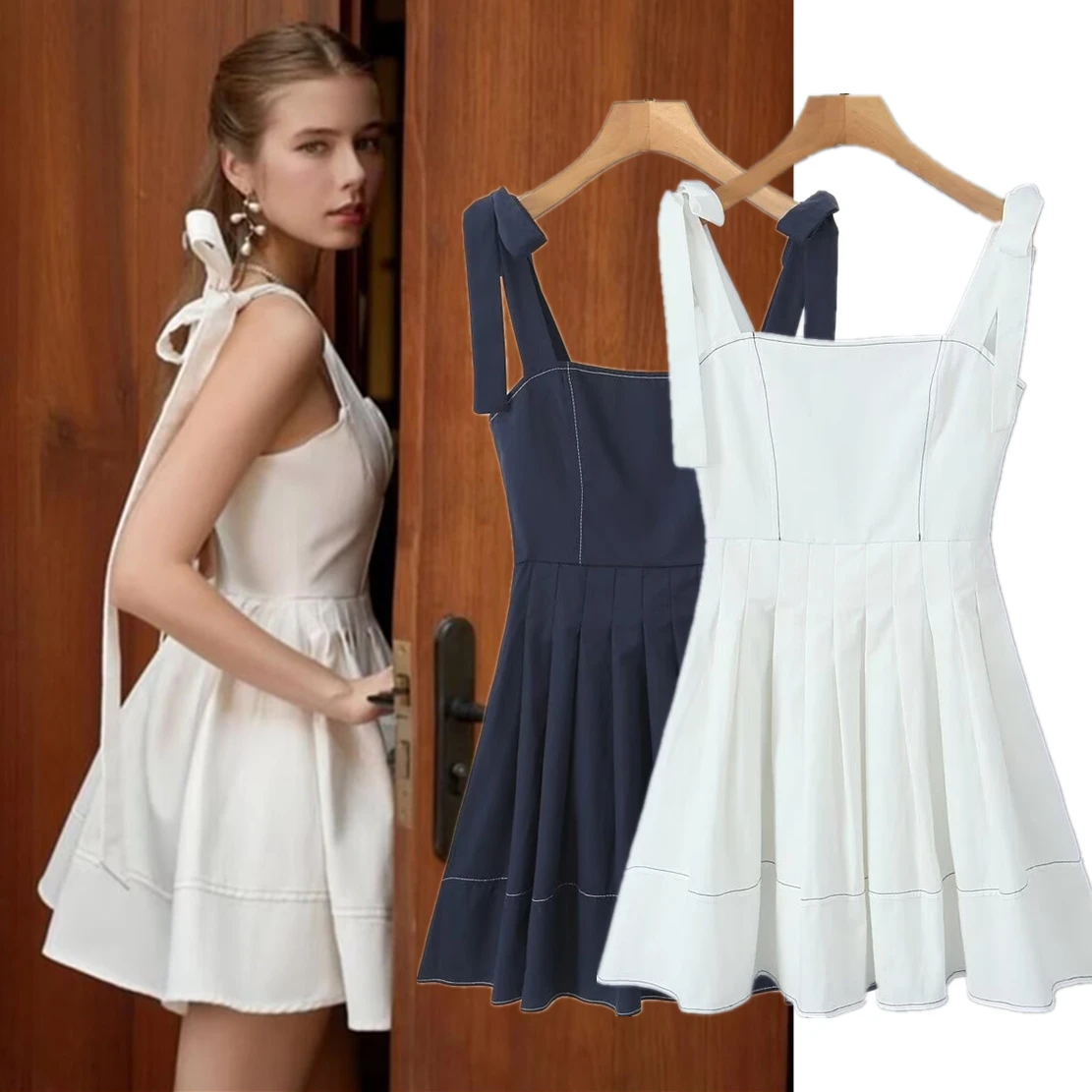 

Dave&Di 2024 Spring New Dress Women Vestidos Fashion Tank Dress Ladies Cotton Elegant Bandage Sexy Mini Dress Women