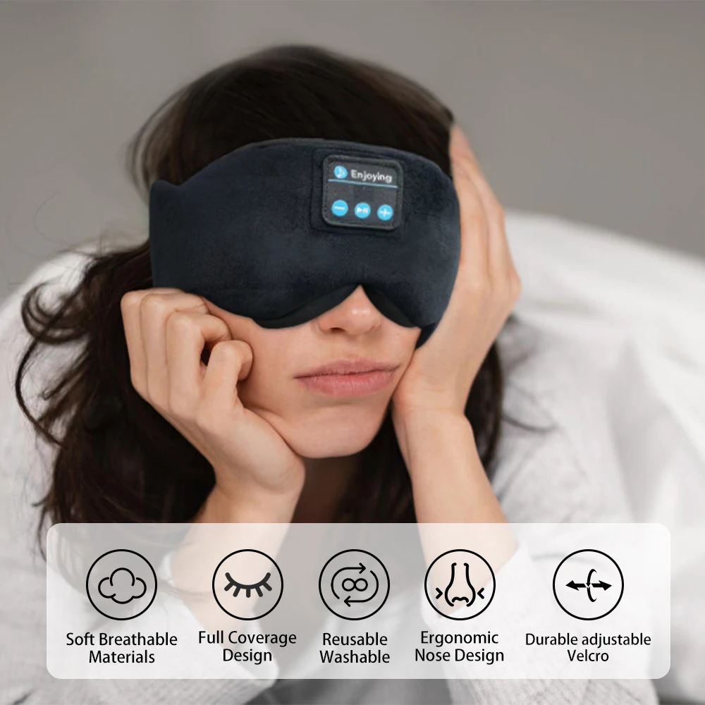 Mascarilla para dormir con Bluetooth 5,3, auriculares inalámbricos para dormir, sombra De ojos para hombres y mujeres