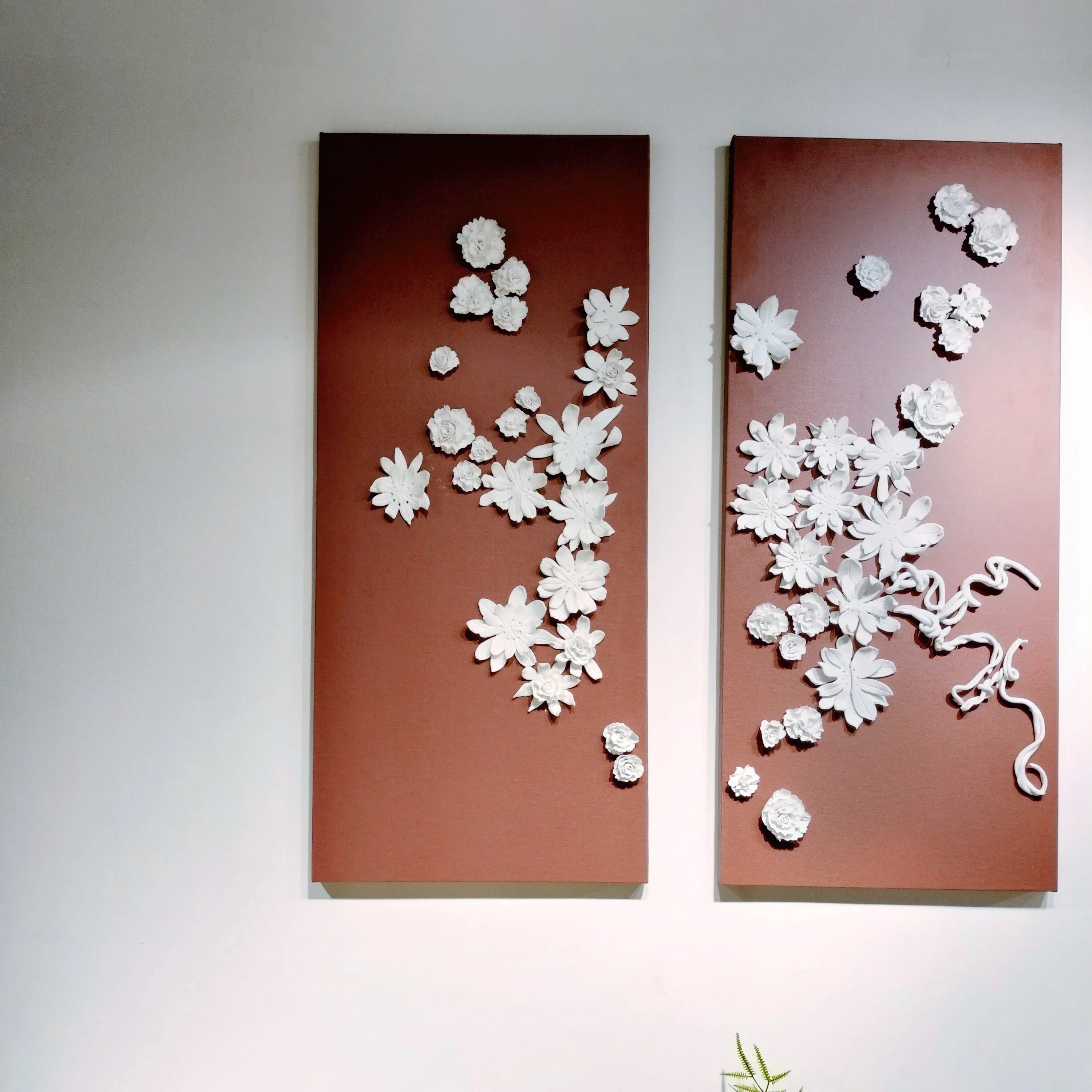 YYHC-3D Flower Handmade Wall Hanging Crafts Art Home Hotel Wedding Ceramic Wall Decoration