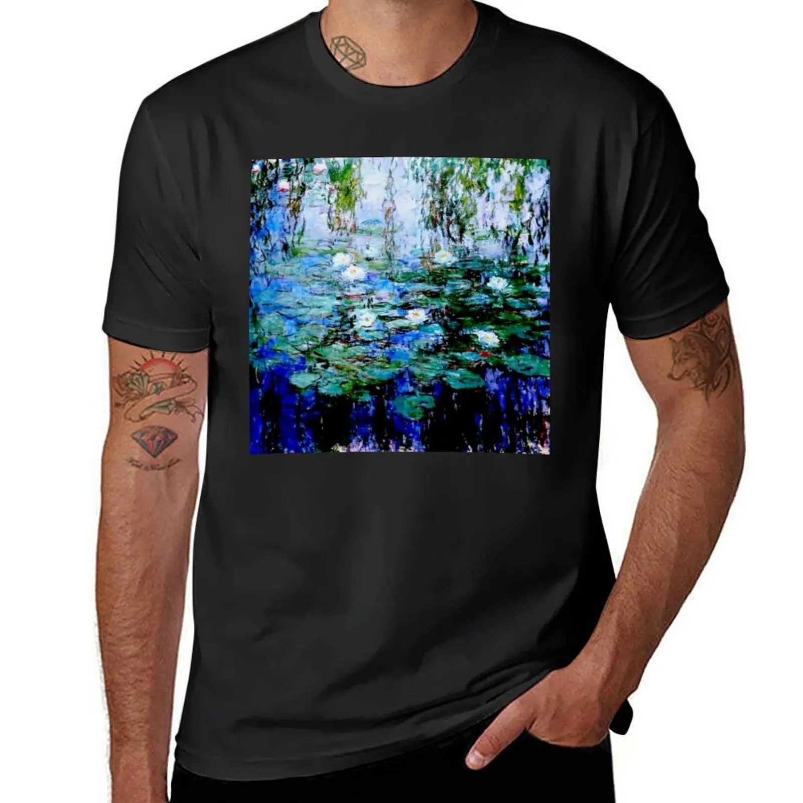 

“Nymphéas Bleus” by Claude Monet - 'Blue Water Lilies' T-Shirt aesthetic clothes plain t shirt men