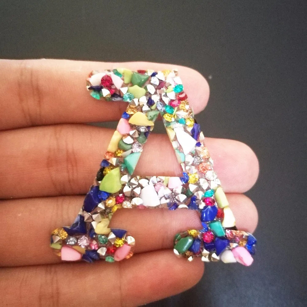 1PCS 26 Letters Hotfix Rhinestone Iron On Patch For Clothing Bag Shoes Badge Crystals Colorful Stones Applique Patches