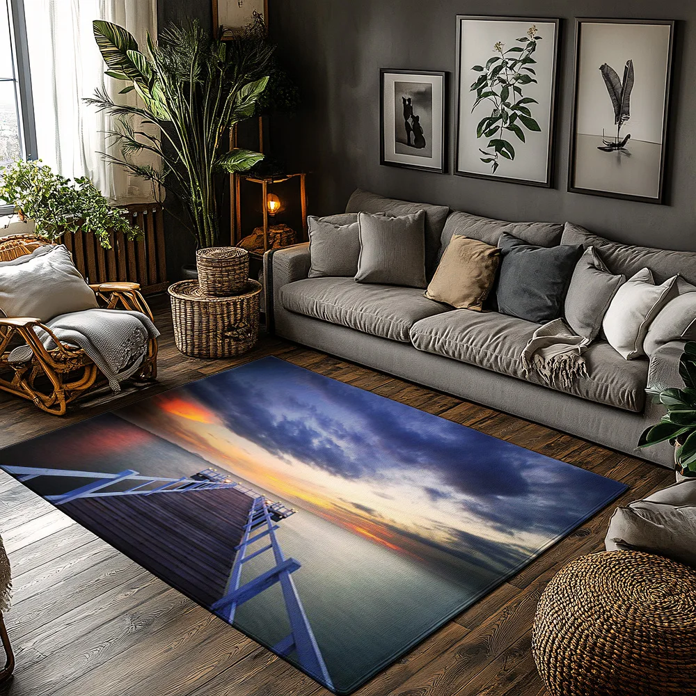 Alfombra Tuniu Blue Sky Crane, alfombra antideslizante para el suelo del hogar, sala de estar, dormitorio, cocina, alfombra decorativa