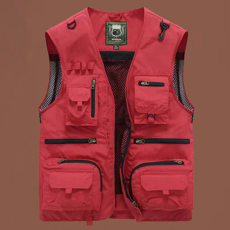 Summer Unloading New Men US Tactical Hiking Fishing Vest Photographer Waistcoat Mesh Cargo Sleeveless Jacket Vest