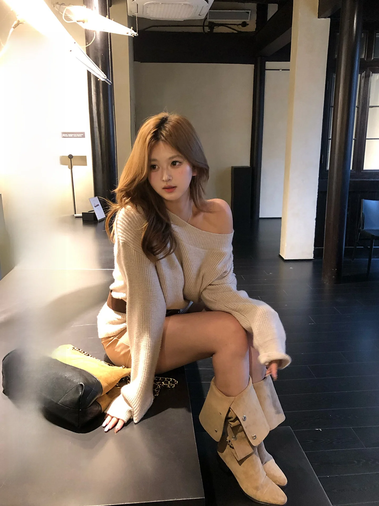 

Your Fi Jeju Island Fragment Korean Sle plus Size Women's Knitted Loose Slimming oulder Asymmetrical Sweater