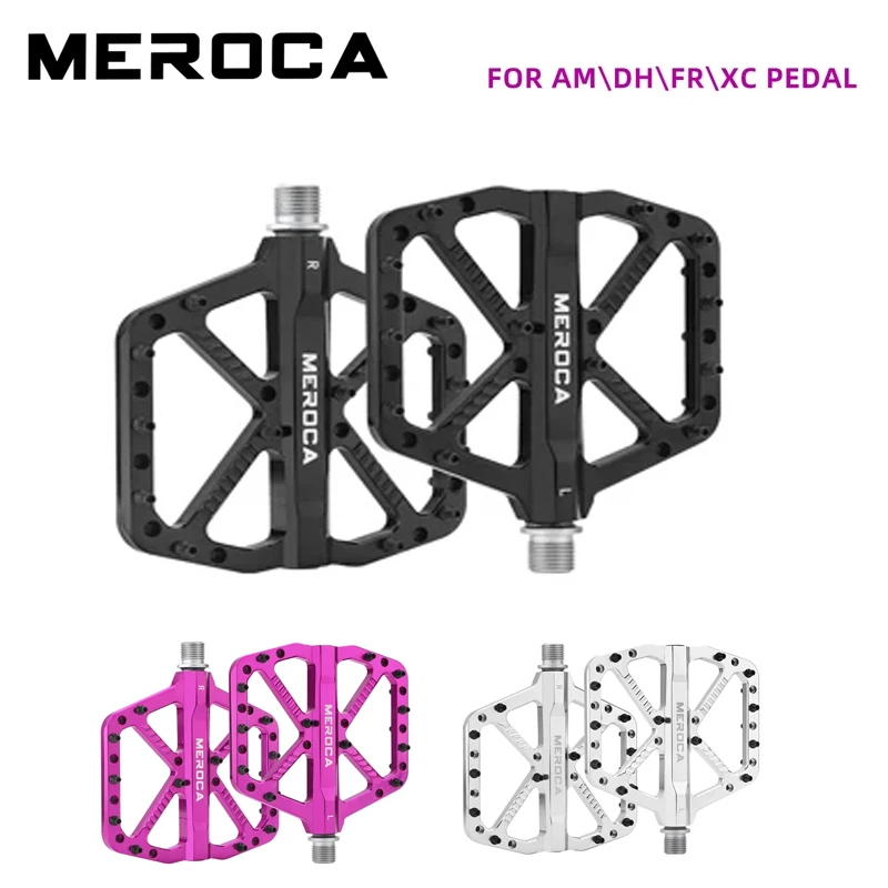 

MEROCA Bicycle Pedal Anti-slip DU+2 Aluminum Alloy Bearings For AM\DH\FR\XC Mountain Bike Wide Pedal bicycle accessories